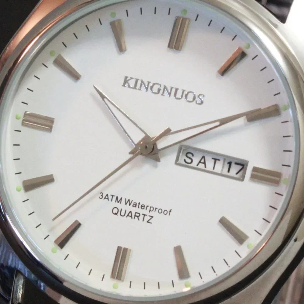 Men's Contemporary Dress Watch Silver Case Brown Leather Watch Strap 40mm - Picture 12 of 12